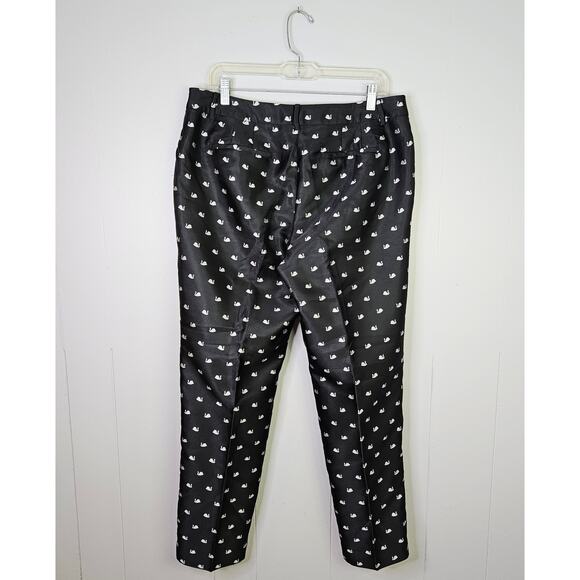 RSVP By Talbots Novelty Swan Pants Black Dress Pants High-Rise Straight Size 12 - Picture 3 of 12